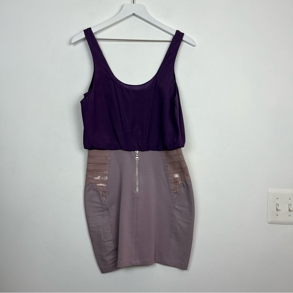 Alice and Olivia Nicky Blouson Leather Panel Dress - Picture 2 of 11